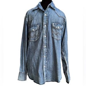 Wrangler Blue Casual Button Down Shirt